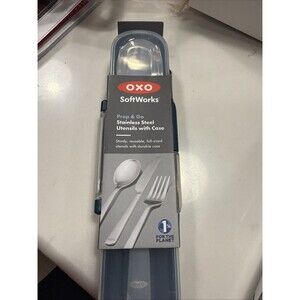 Oxo SoftWorks Prep & Go Utensil Set with Case Dishwasher Safe Fork, Knife, Spoon